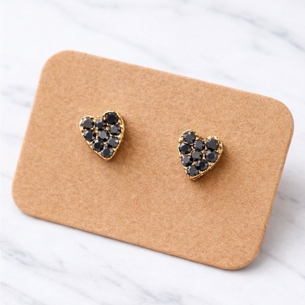 Tiny Heart Stud Earrings | Warm Antique Gold | NEW | Boutique